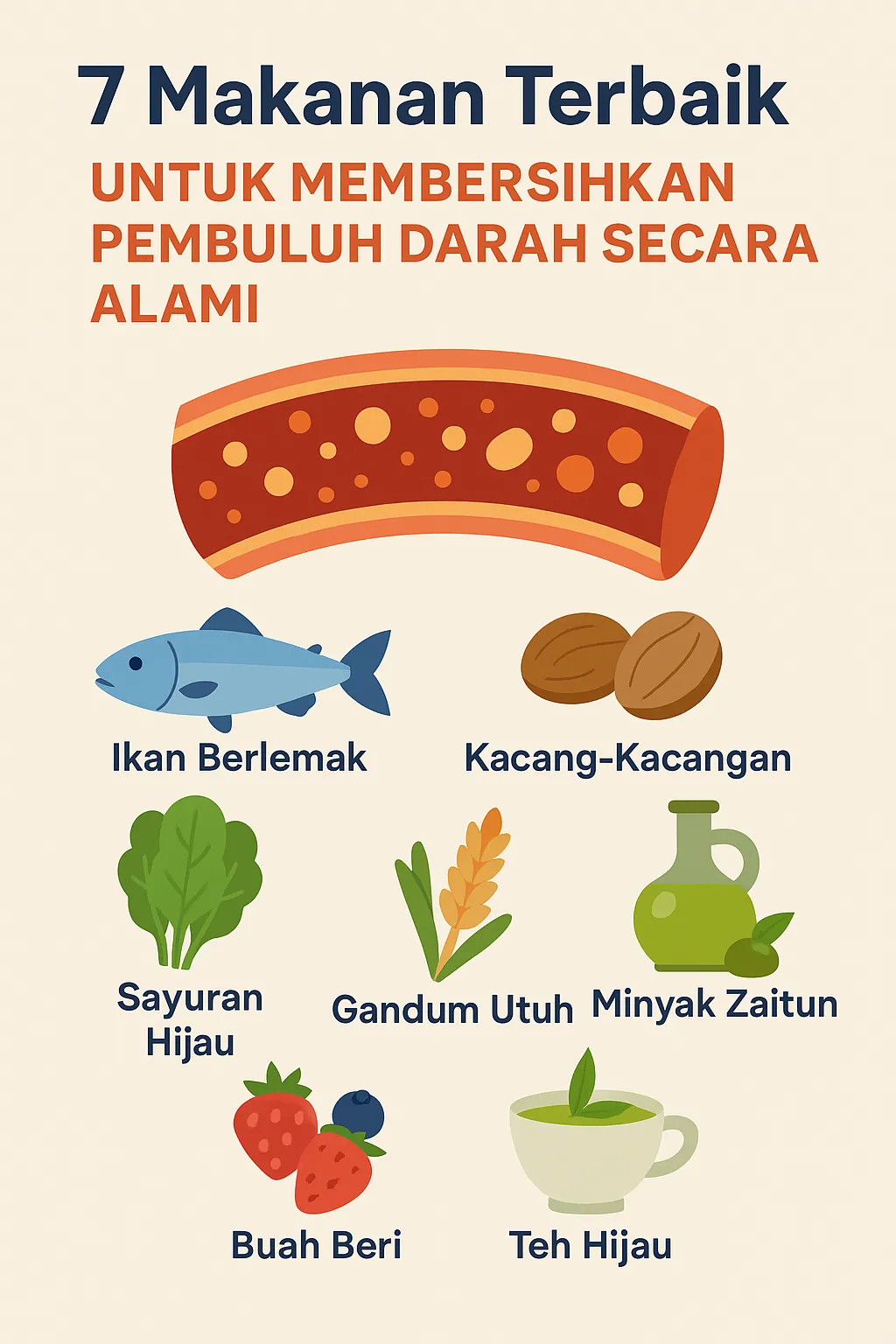 Infografis 7 Makanan Terbaik untuk Membersihkan Pembuluh Darah