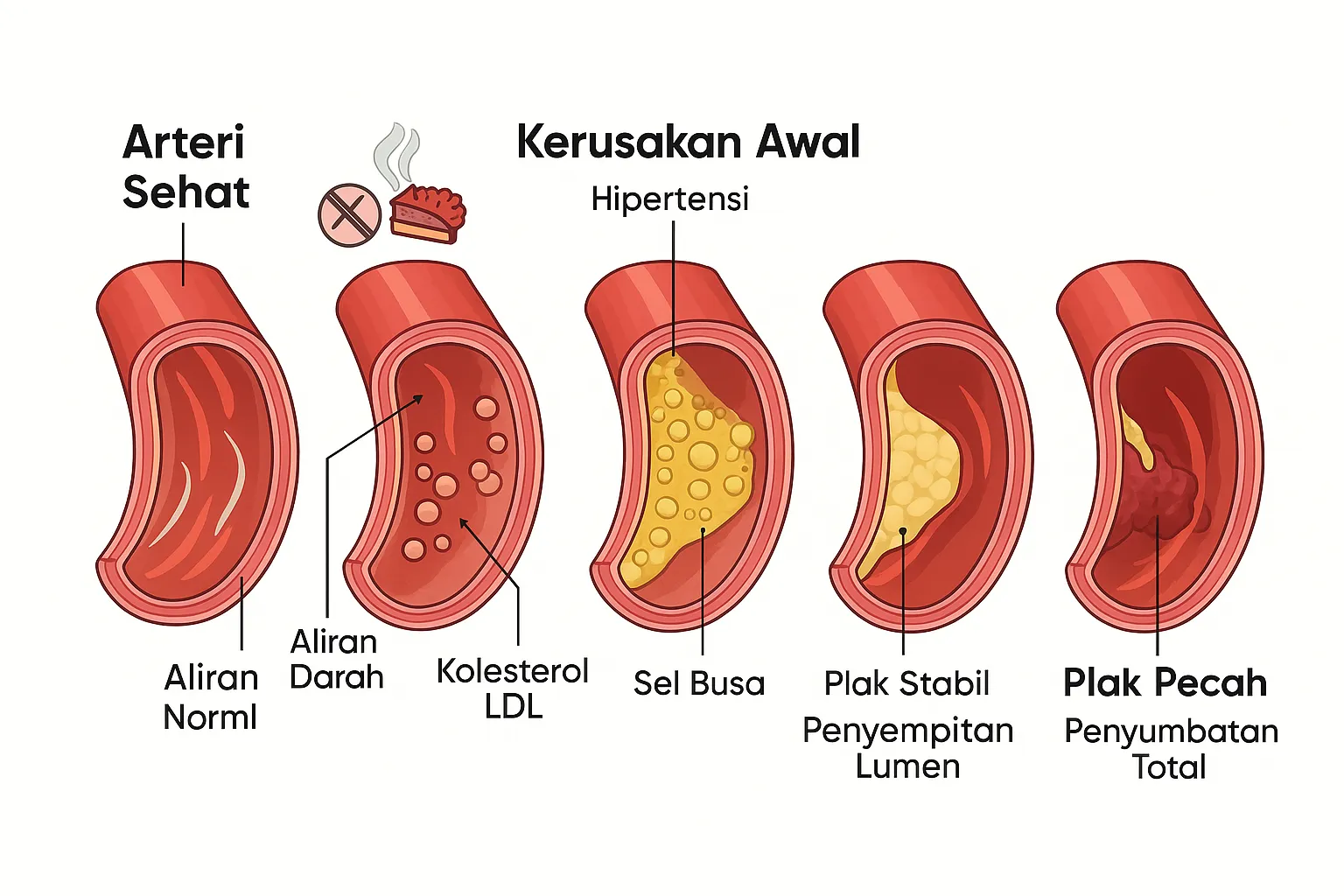 Gambar Ilustrasi Proses Terjadinya Arteriosklerosis